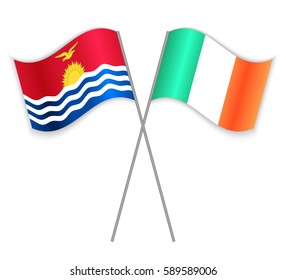 I-Kiribati and Irish crossed flags. Kiribati combined with Ireland isolated on white. Language learning, international business or travel concept.