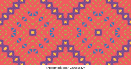 Ikkat o ikat Aztec batik patrón sin costuras, Ikat Imprimir diseño vectorial digital para Print saree Kurti Borneo Borneo Símbolos de pincel de borde de tejido swatches ropa de fiesta