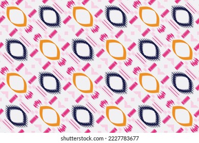 Ikkat or ikat fabric batik textile seamless pattern digital vector design for Print saree Kurti Borneo Fabric border brush symbols swatches party wear