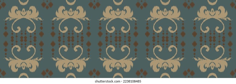 Ikkat or ikat fabric batik textile seamless pattern digital vector design for Print saree Kurti Borneo Fabric border brush symbols swatches designer