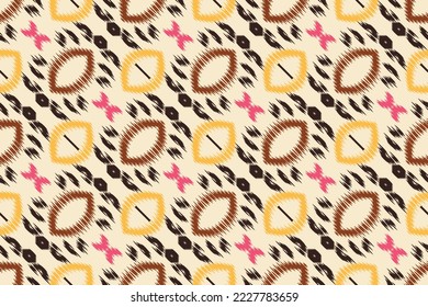 Ikkat or ikat flower batik textile seamless pattern digital vector design for Print saree Kurti Borneo Fabric border brush symbols swatches designer