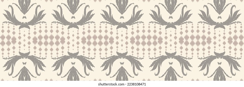 Ikkat or ikat flower batik textile seamless pattern digital vector design for Print saree Kurti Borneo Fabric border brush symbols swatches stylish