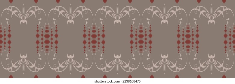 Ikkat or ikat flower batik textile seamless pattern digital vector design for Print saree Kurti Borneo Fabric border brush symbols swatches designer