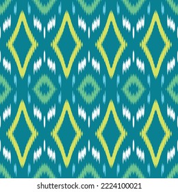 Ikkat or ikat flowers batik textile seamless pattern digital vector design for Print saree Kurti Borneo Fabric border brush symbols swatches cotton