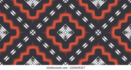 Ikkat or Ikat flowers tribal color Seamless Pattern. Ethnic Geometric Batik Ikkat Digital vector textile Design for Prints Fabric saree Mughal brush symbol Swaths texture Kurti Kurtis Kurtas