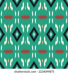 Ikkat or ikat triangle batik textile seamless pattern digital vector design for Print saree Kurti Borneo Fabric border brush symbols swatches cotton