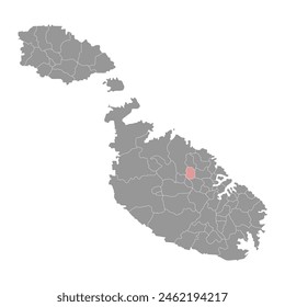 Iklin District map, administrative division of Malta. Vector illustration.