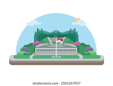 IKN Indonesia Nusantara New Capital City Of Indonesia Building Illustration Vector