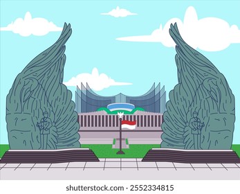 IKN Nusantara Kalimantan Indonesia new capital city presidential place building modernization project Borneo President palace government colorful set design