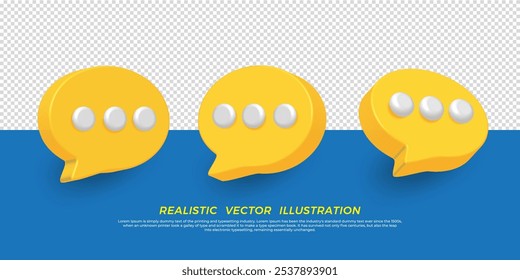 Ikon speech bubbles. vector chat dialogue bubble text. Illustration 3d design