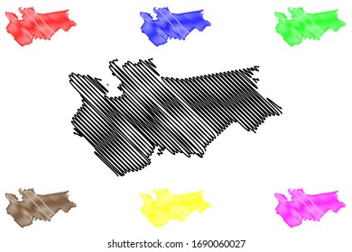 Ikskile Municipality (Republic of Latvia, Administrative divisions of Latvia, Municipalities and their territorial units) map vector illustration, scribble sketch Ikskile map