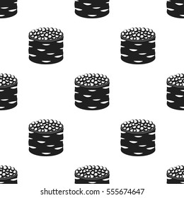 Ikura gunkan-maki icon in  black style isolated on white background. Sushi pattern stock vector illustration.