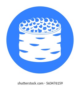 Ikura gunkan-maki icon in black style isolated on white background. Sushi symbol stock vector illustration.
