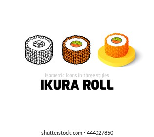 Ikura roll icon, vector symbol in flat, outline and isometric style