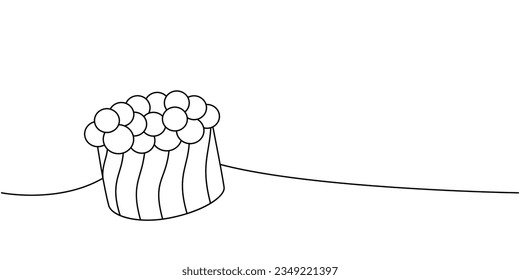 Ikura sushi one line continuous drawing. Japanese cuisine, traditional food continuous one line illustration. Vector minimalist linear illustration.