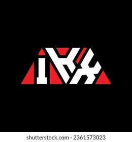 IKX triangle letter logo design with triangle shape. IKX triangle logo design monogram. IKX triangle vector logo template with red color. IKX triangular logo Simple, Elegant, and Luxurious design.