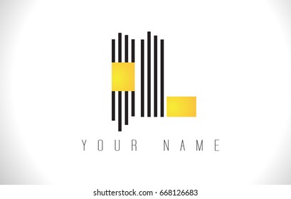 IL Black Lines Letter Logo. Creative Line Letters Design Vector Template.