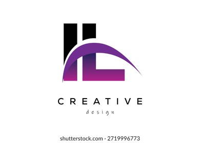 IL kreative und moderne Buchstaben Logo-Design mit kreativen lila Welle abstrakte Latter Logo Konzept.