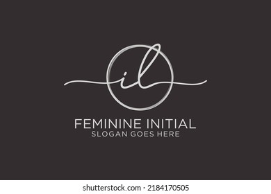IL Handschrift Logo mit Kreis-Vorlage Vektorlogo der ersten Signatur, Hochzeit, Mode, Blumen und botanisch mit kreativen Vorlage.