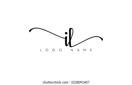 IL handwriting logo. IL logo design vector template.
