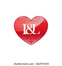 I&L initial letter couple logo with ornament heart shape