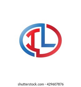 IL initial letters looping linked ellipse logo red blue