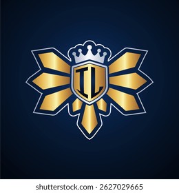 IL initial letters monogram logo for gaming with shield and eagle wing