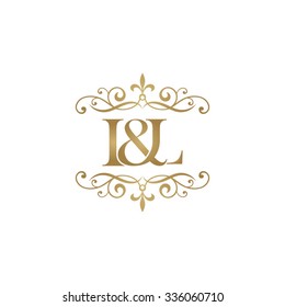 I&L Initial logo. Ornament ampersand monogram golden logo