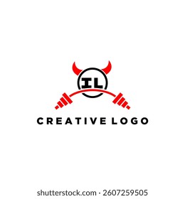 IL initial monogram for fitnes or gym logo with devil style design