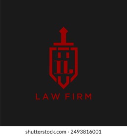 IL initial monogram for law firm with sword and shield logo image