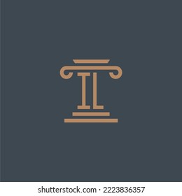Monograma inicial IL para el logotipo de la firma de ley con diseño de pilar