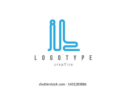 IL I L blue joined line alphabet letter logo combination suitable as icon design for a company or business