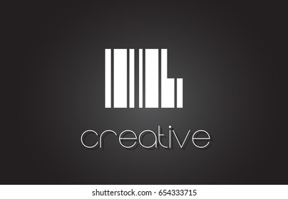 IL I L Creative Letter Logo Design With White and Black Lines.
