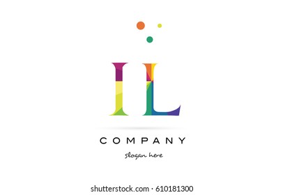 il i l  creative rainbow colors colored alphabet company letter logo design vector icon template
