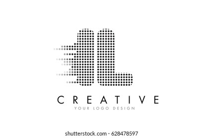 IL I L Letter Logo Design with Black Dots and Bubble Trails.