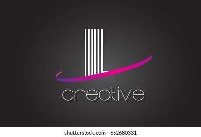 IL I L Letter Logo with Lines Design And Purple Swoosh Vector Letters Illustration.