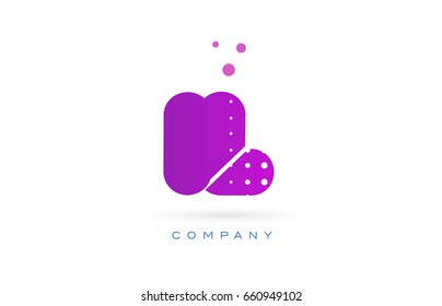 il i l pink dots dotted letter logo alphabet creative company vector icon design template