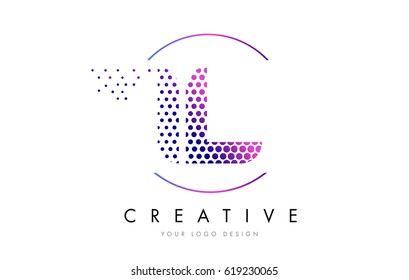 IL I L Pink Magenta Dotted Bubble Letter Logo Design. Dots Lettering Vector Illustration