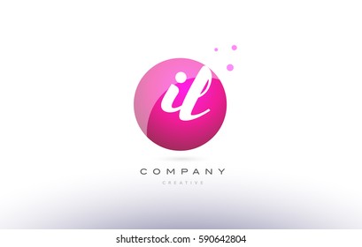 il i l  sphere pink 3d alphabet company letter combination logo hand writting written design vector icon template 