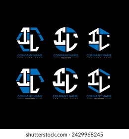 IL letter logo set design.IL monogram polygonal and circle shape vector. IL unique design.
