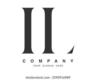 IL logo design. Initial letter i and l serif font style. Creative classic company name typography. Trendy logotype or identity. Vector illustration.