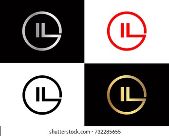 IL Logo. Letter Design Vector with Red and Black Gold Silver Colors

