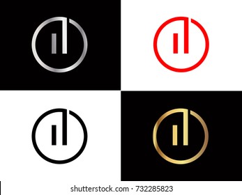 IL Logo. Letter Design Vector with Red and Black Gold Silver Colors


