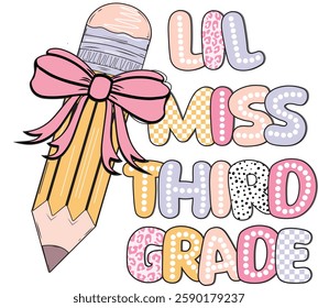 il miss firest, second, third, fourth , pre-k, fifth grade,  Lil miss second grade, Little, Coquette pincel, Dalmatian dots, checkered, leopard, back to school, 100 days, cheetah print, of, doddle bri