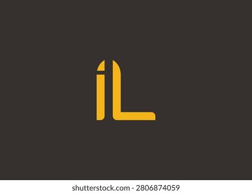 IL Modern Monogram Icon. Clean geometric letterform evokes simplicity, elegance, and contemporary graphic design sensibility.