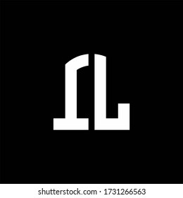 Logo de monograma IL con plantilla de diseño de forma curva aislada en fondo negro