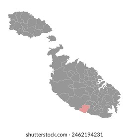 Il Qrendi District map, administrative division of Malta. Vector illustration.