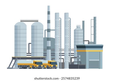 il Refinery Building Vector Illustration. Editable Chemical Factory Design with Modular Industrial Elements