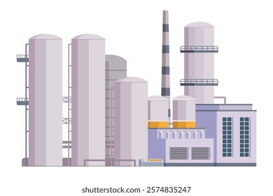 il Refinery Building Vector Illustration. Editable Chemical Factory Design with Modular Industrial Elements