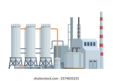 il Refinery Building Vector Illustration. Editable Chemical Factory Design with Modular Industrial Elements